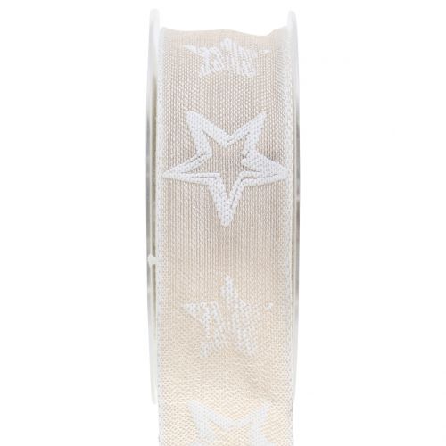 Dekorationsband aus Jute mit Sternmotiv Crème 40mm 15m Dekorationsband aus Jute mit Sternmotiv Crème 40mm 15m