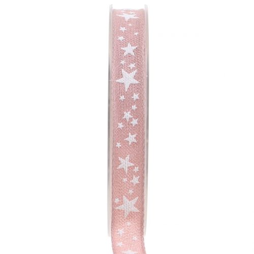 Juteband mit Sternmotiv Rosa 15mm 15m
