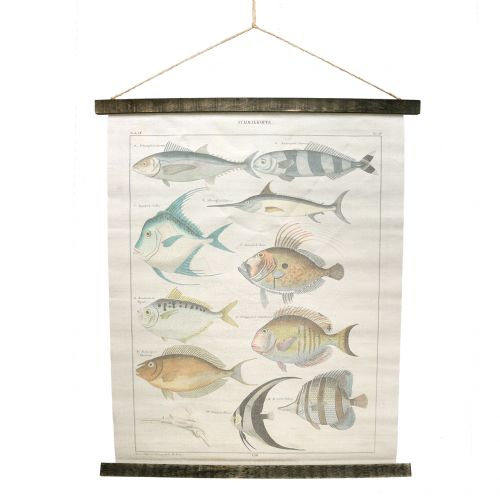 Deko Rollbild aus Leinen mit Fischen 60cm x 72cm Deko Rollbild aus Leinen mit Fischen 60cm x 72cm