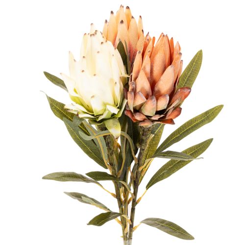 Kunstblume Protea Leucadendron Kunststoff 65cm Creme Gelb Orange Set 3St Innenbereich