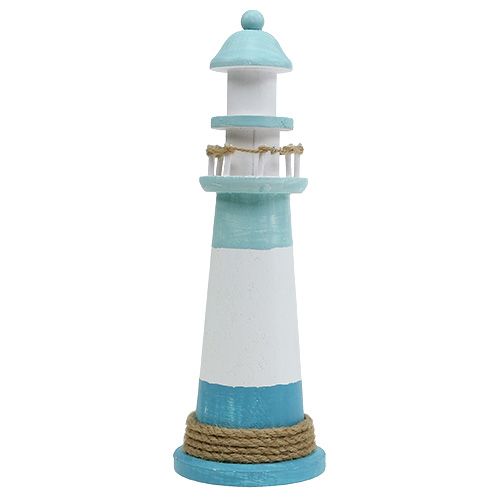 Floristik21 Leuchtturm Ø10cm H30cm Blau-Weiß