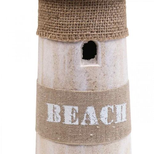 Floristik21 Leuchtturm Holz Deko Weiß, Natur Maritime Deko H44cm