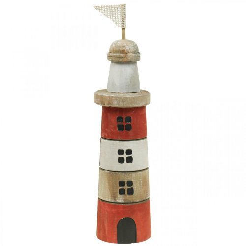 Floristik21 Leuchtturm aus Holz Maritime Holzdeko Rot Weiß H30,5cm