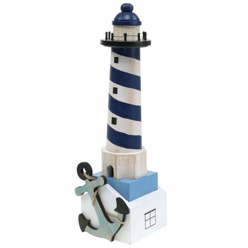 Floristik21 Maritime Deko Leuchtturm Dunkelblau 34cm