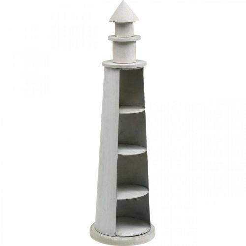 Leuchtturm Shabby Chic Creme Sommerdeko maritim Ø14,5cm H51cm