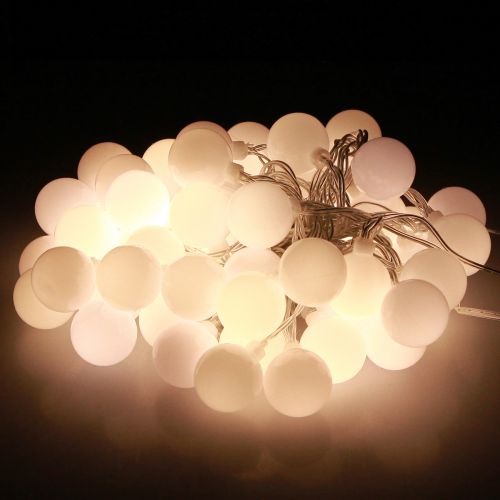 Floristik21 Lichterkette Kugeln Timer 60 LED Warmweiß innen außen 9m