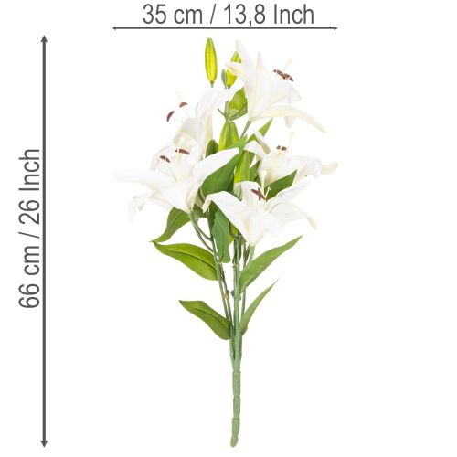 Lilien Kunstblume mit 6 weißen Blüten 66 cm Kunststoff | Floristik21.de