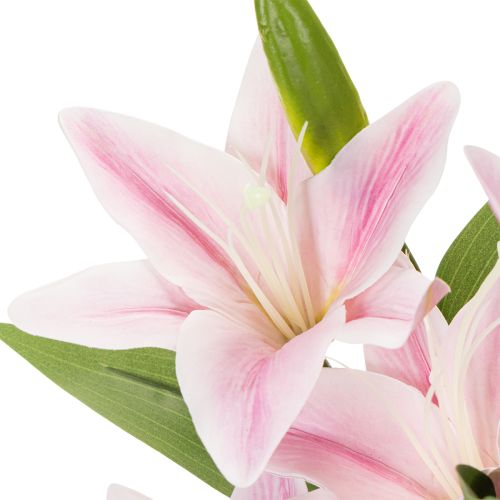 Kunstblume Lilien Stielblume 68 cm Rosa-Grün Set 3 Stück | Floristik21.de
