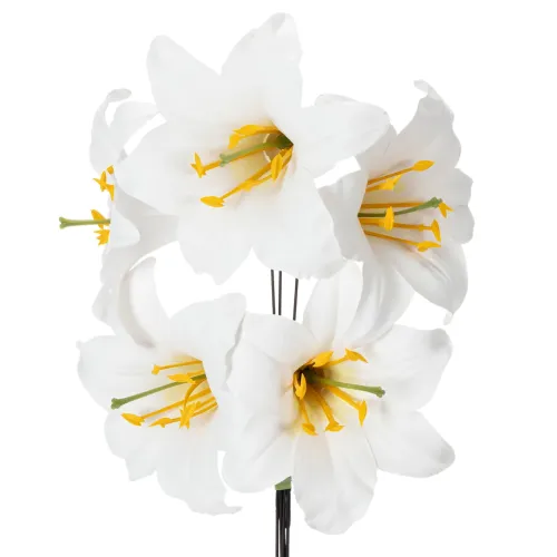 Kunstblume Lilie weiß mit Draht 12cm Ø 35cm 5St