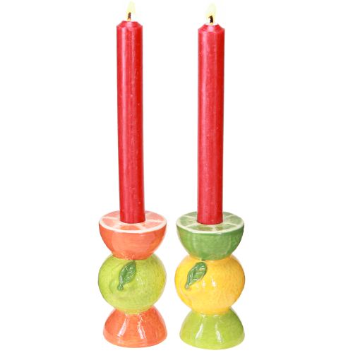Artikel Keramik Kerzenhalter Limetten Zitronen Deko Sommerfrische 2er Set H10,5cm