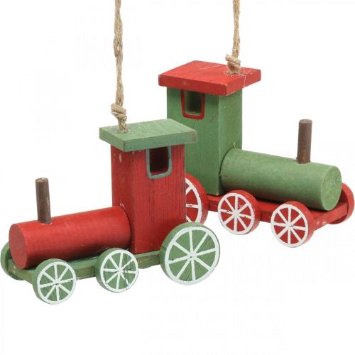 Lokomotive Christbaumschmuck Holz Rot, Grün 8,5×4×7cm 4St
