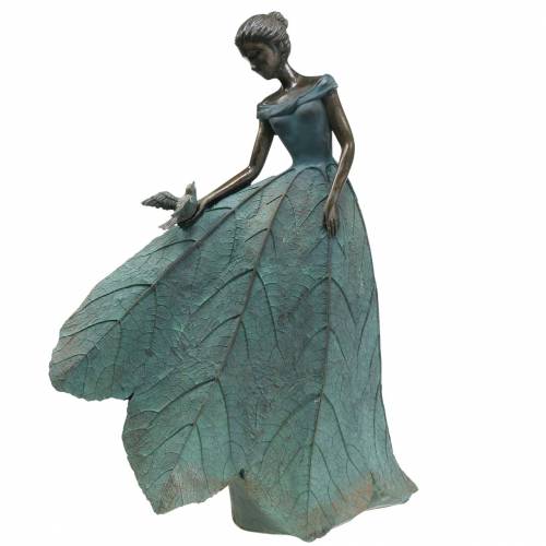 Floristik21 Gartenfigur Mädchen im Blütenkleid Bronze/Grün H52,5cm