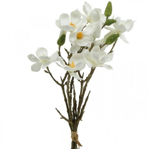 Künstliche Magnolienzweige Weiß Dekozweig H40cm 4St im Bund