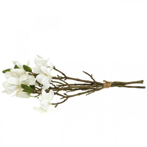 Floristik21 Künstliche Magnolienzweige Weiß Dekozweig H40cm 4St im Bund