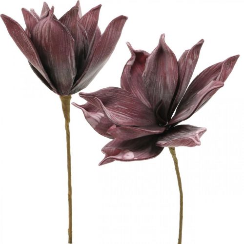 Floristik21 Kunstblume Magnolie Lila Foam Blume Ø10cm 6St