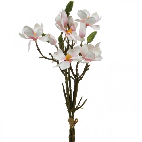 Floristik21 Künstliche Magnolienzweige Rosa Kunstblumen H40cm 4St im Bund