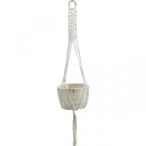 Floristik21 Makramee Blumenampel Boho Style Pflanztopf Holz Ø22cm
