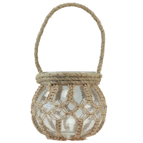 Artikel Makramee Glas Deko Hängedeko Glastopf Klar Ø16cm H29cm