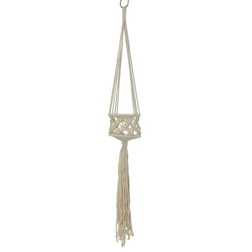 Floristik21 Makramee Hängedeko Creme im Boho Stil Ø12cm H79cm