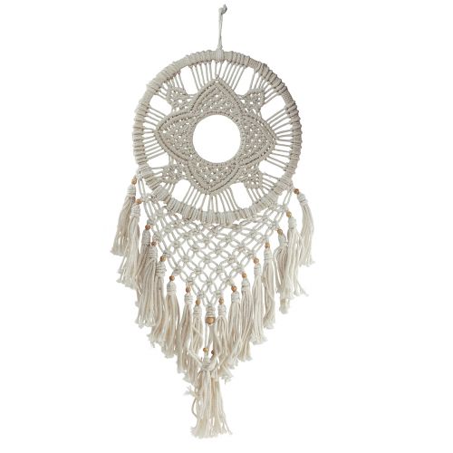 Floristik21 Makramee Traumfänger Creme Wanddeko 29×72cm