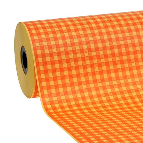 Floristik21 Manschettenpapier 37,5cm Hellorange Karo 100m