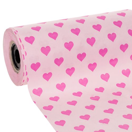 Manschettenpapier Rosa mit Herzmotiv 25 cm x 100 m für Dekoration und Floristik