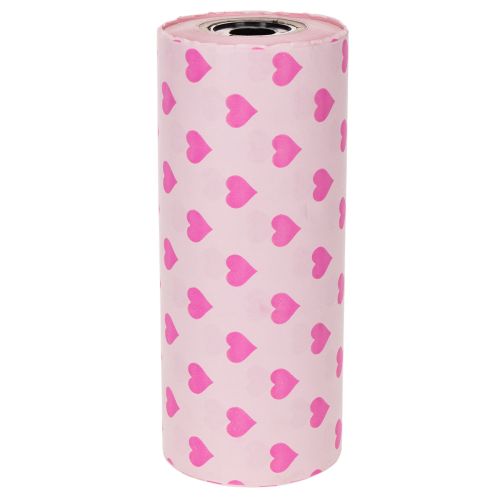 Manschettenpapier Rosa mit Herzmotiv 25 cm x 100 m für Dekoration und Floristik | Floristik21.de