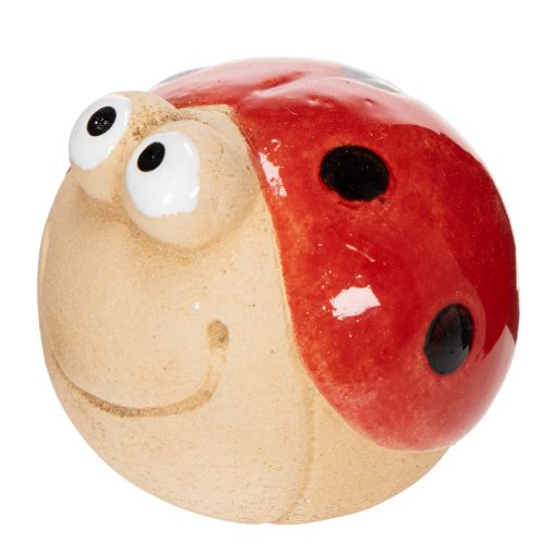 Keramik Marienkäfer Dekofigur 3er-Set 7cm – Wetterfeste Gartendeko und Fensterbank-Deko