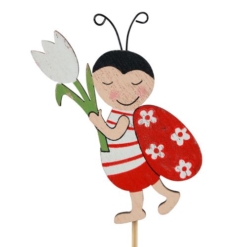 Marienkäfer Deko Blumenstecker Holz Metall 8,5cm 12 St