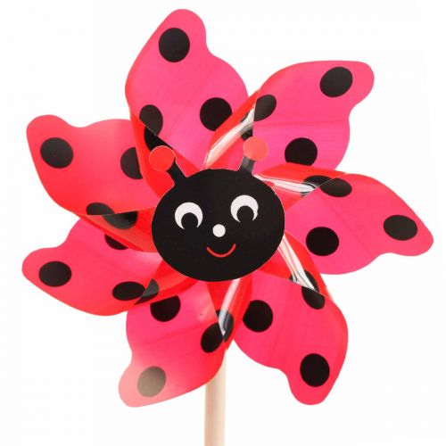 Floristik21 Marienkäfer Windrad Gartendeko Windmühle Rot Ø16,5cm