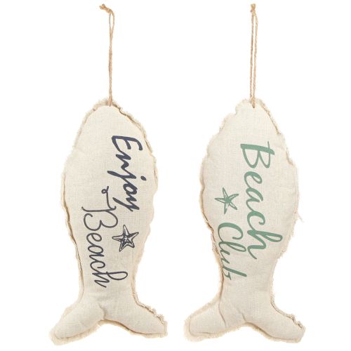 Artikel Maritime Deko Fisch aus Stoff mit Jutekordel 34×14,5 cm, 2er Set, natur