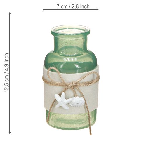 Artikel Maritime Flaschenvasen Set 3 Stk Blau Grün Weiß Glas Filzband