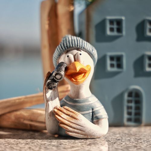 Floristik21 Maritime Deko Möwe Tischdeko Blau Weiß Silber H11cm 2St
