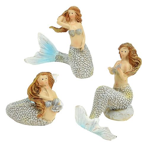 Dekofigur Meerjungfrau Blau 6cm - 9,5cm 3St