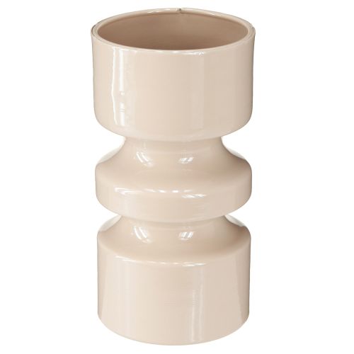 Floristik21 Metall Blumenvase Cappuccino Braun Emaille Ø9cm H17,5cm - Stilvolle Tischdeko für Frühling & Sommer