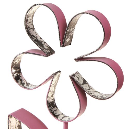 Artikel Metall Deko Blume auf Holzsockel in Altrosa Silber H29cm Vintage Look