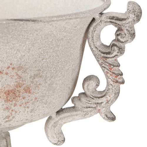 Artikel Metall Deko Pokal mit Henkeln Vintage Grau Rostfärbung 18,5cm B2B-Dekoration