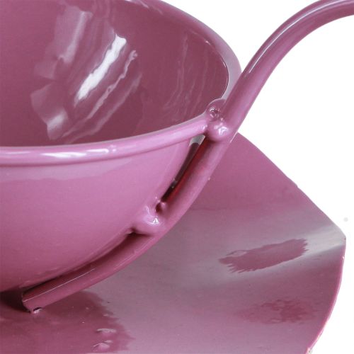 Artikel Metall Deko Tasse mit Unterteller Pink H8cm Ø11,5cm, Set 2, Floristik21 Tischdeko