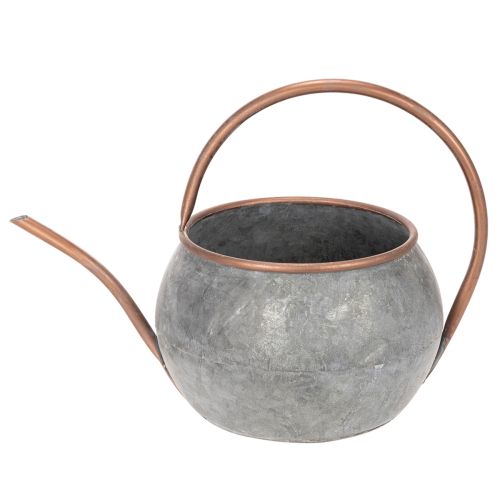 Metall Dekokanne Vintage Landhausstil, Gartendeko Gießkanne zum Bepflanzen, Silber Kupfer L41cm Ø26cm H30cm | Floristik21.de