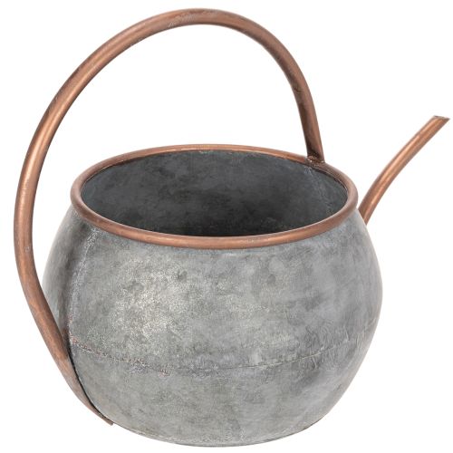 Metall Dekokanne Vintage Landhausstil, Gartendeko Gießkanne zum Bepflanzen, Silber Kupfer L41cm Ø26cm H30cm | Floristik21.de