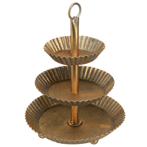 Artikel Metall Etagere 3-stöckig Antik Gold Ø17cm H23cm – Vielseitig einsetzbare Dekoration