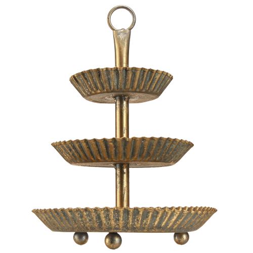 Artikel Metall Etagere 3-stöckig Antik Gold Ø17cm H23cm – Vielseitig einsetzbare Dekoration
