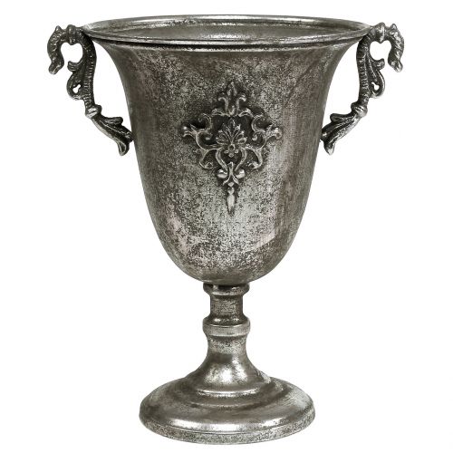 Floristik21 Pokal aus Metall Antik Silber Ø20,0cm H30cm