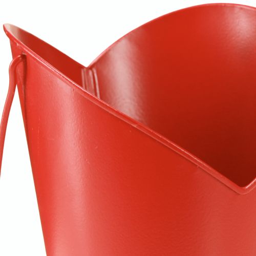 Artikel Romantischer Metall-Übertopf Herz Rot Ø12cm H15/9cm Deko Henkel Geschenk