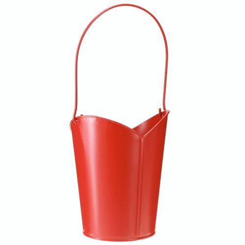 Artikel Romantischer Metall-Übertopf Herz Rot Ø12cm H15/9cm Deko Henkel Geschenk
