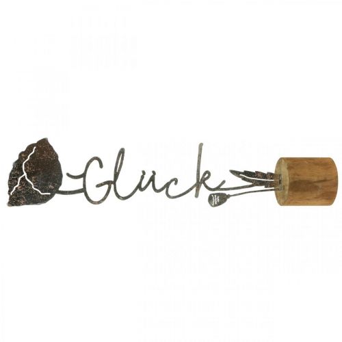 Floristik21 Metall Deko Blume Holzständer Schriftzug „Glück“ H40cm