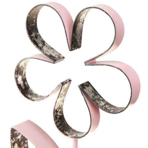 Artikel Metallblume Rosa Silber Holzsockel Vintage Deko Floristik Tischdeko