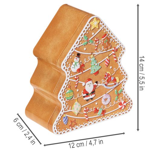 Artikel Metalldosen Set Lebkuchenoptik Tannenbaum und Haus 14 cm und 13 cm