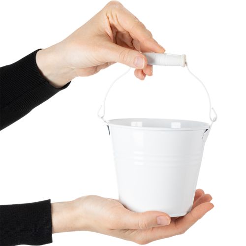 Metalleimer Weiß Ø12cm H10cm 8 St | Floristik21.de