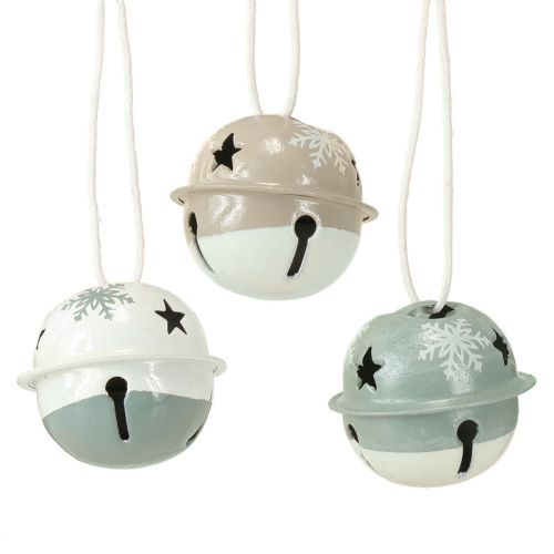 Artikel Weihnachtsglocken Metall Mint Beige Ø3cm Set 16 Stück für Adventsdeko